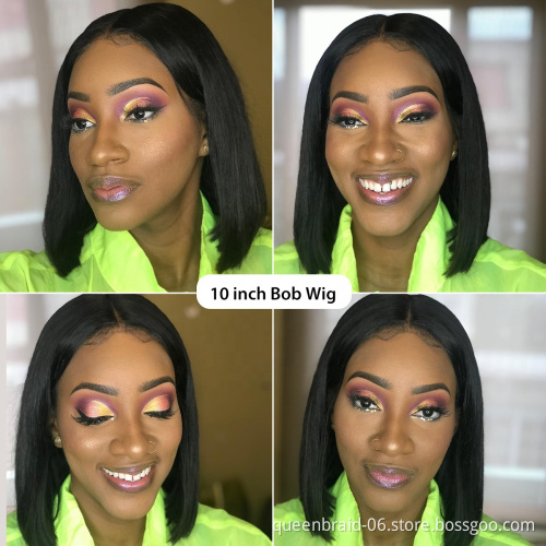 Short Bob Wigs 4X4 Lace Closure Wigs Brazilian Virgin Human Hair Straight Bob lace Front Wigs Pre Plucked with Baby Hair Natural